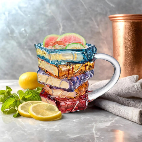 Aesthetic Mugs 350ml Glass Colorful Book-Shaped Novelty Desk Decor Camping Coffee Mugs For Fishing Outdoor Water Campfire Tea