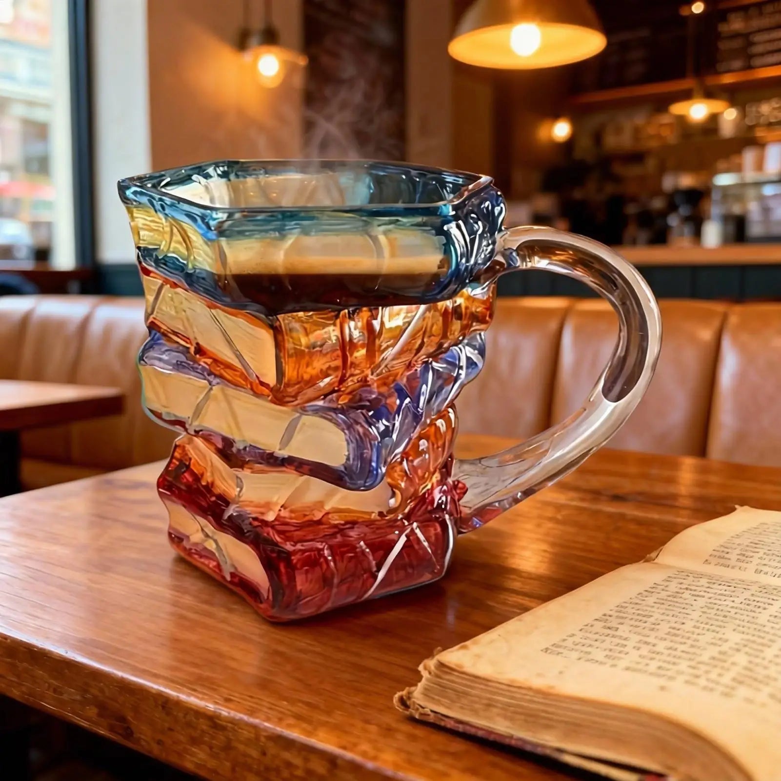 Aesthetic Mugs 350ml Glass Colorful Book-Shaped Novelty Desk Decor Camping Coffee Mugs For Fishing Outdoor Water Campfire Tea